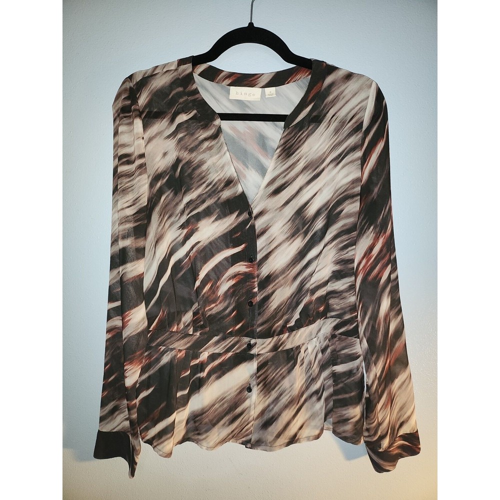 Brand: Hinge- Sheer Dress Button-Up Shirt Size: S Multi-color
